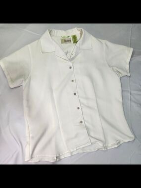 Women's Cubavera White Short-Sleeve Button Down Shirt